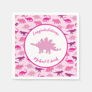 Pink Dinosaur Babydusche Serviette
