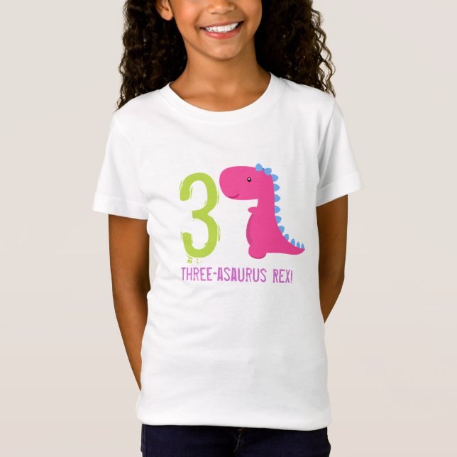 Pink Dinosaur Birthday Shirt Girl Dinosaurier (Vorderseite)
