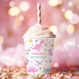 Pink Dinosaur Geburtstagsparty Pappbecher