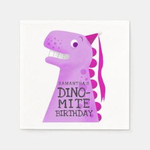 Pink Dinosaur Geburtstagsparty Serviette