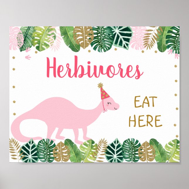 Pink Dinosaur Herbivores Tableau d'alimentation d' (Devant)