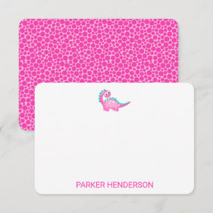Pink Dinosaur Kinder Personalisiert Stationierung Dankeskarte