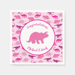 Pink Dinosaur Kinderdusche Niedlich Dino Girl Serviette