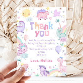 Pink Dinosaur T-Rex Geburtstag Vielen Dank, dass S Dankeskarte