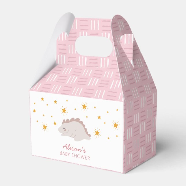 Pink Dinosaur Twinkle Stars Baby Girl Dusche Geschenkschachtel (Vorderseite)