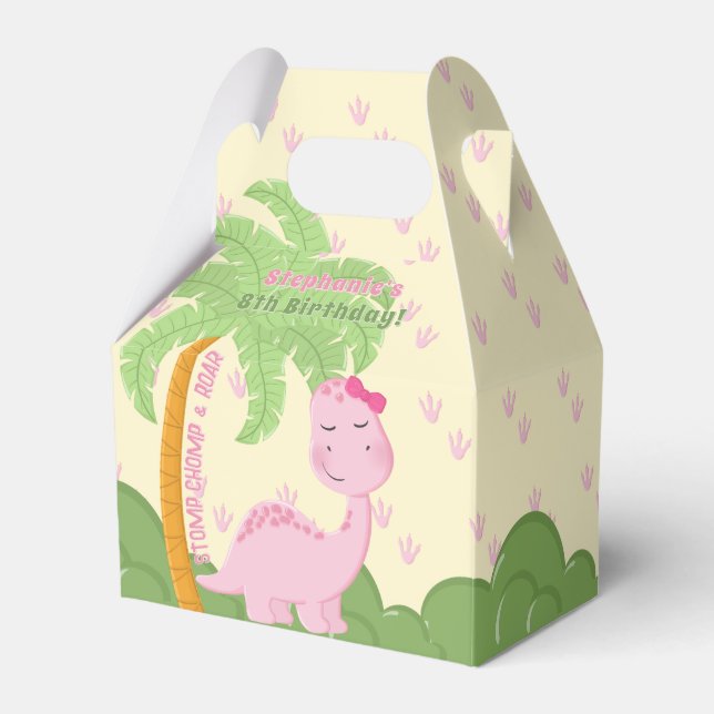 Pink Dinosaurier Geburtstag Geschenkschachtel (Vorderseite)