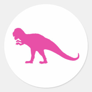 Pink Dinosaurier Runder Aufkleber