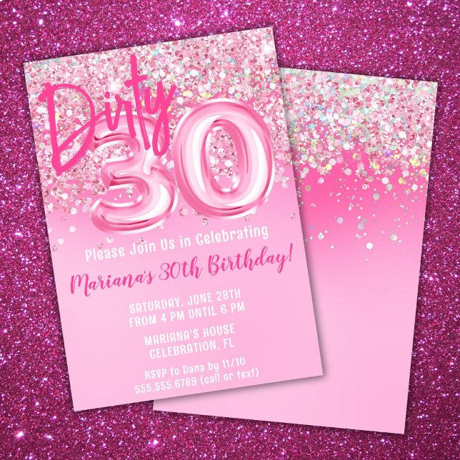 Pink Dirty 30 Trente Anniversaire Invitation Parti (Créateur téléchargé)