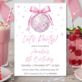 Pink Disco Ball Birthday Invitation, Pink Coquette Einladung