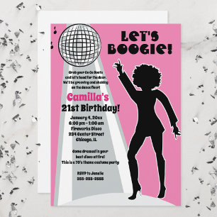 Pink Disco Party Damen Geburtstags Boogie Einladung