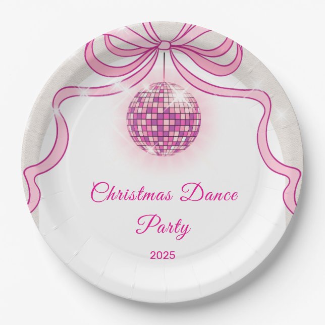 Pink Disco Sparkle Girls Weihnachten Party Pappteller (Vorderseite)
