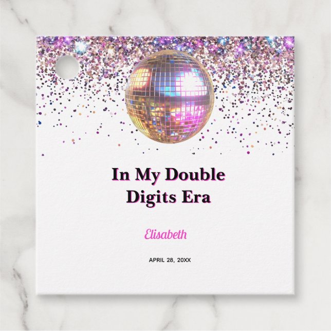 Pink Disco Trendy In My Double Digits Era Birthday Geschenkanhänger (Vorderseite)