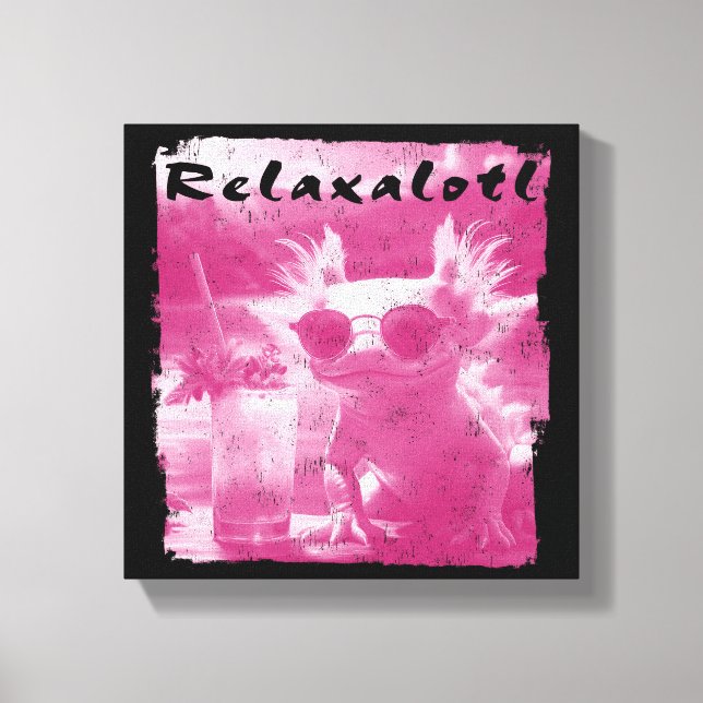 Pink Distressed Relaxalotl Axolotl Leinwanddruck (Vorderseite)
