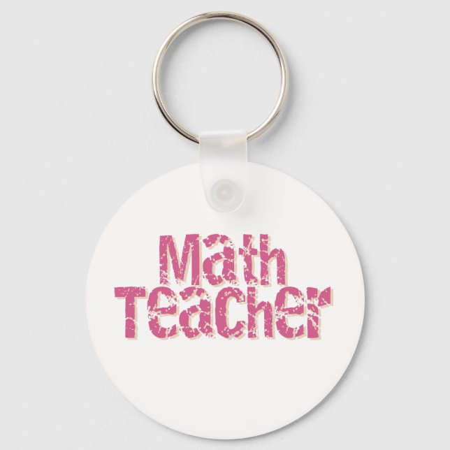 Pink Distressed Text Match Teacher Schlüsselanhänger (Vorderseite)