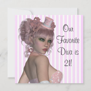 Pink Diva Frauen 21. Geburtstag Party Einladung