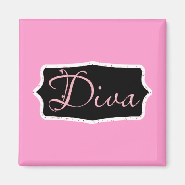 Pink Diva Word Art - Individuell gestaltet Magnet (Vorne)