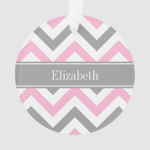 Pink Dk Gray White LG Chevron Gray Name Monogram