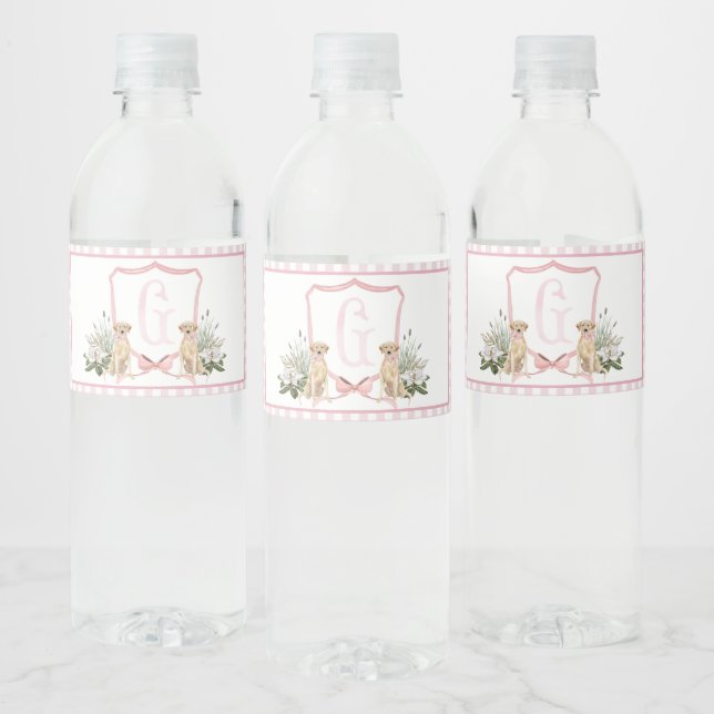 Pink Dog Baby Dusche Wasser Flaschen Etiketten (Flaschen)