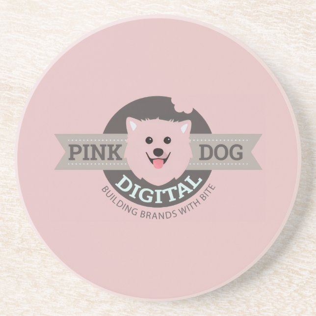 Pink Dog Digital Sandstein-Untersetzer Getränkeuntersetzer (Vorne)