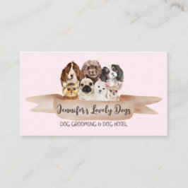 Pink Dog Grooming Kleine Rasse Welpe Visitenkarte