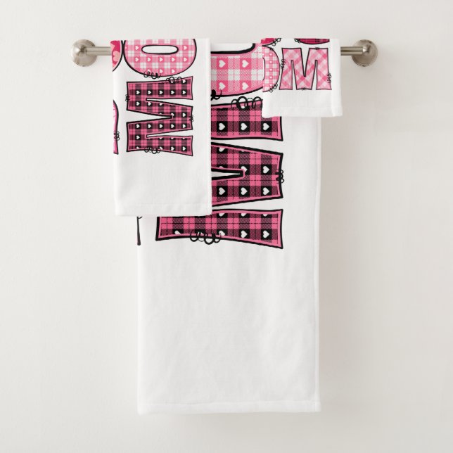 Pink Dog Mama Fun Patchwork Design für Heimkinder Badhandtuch Set (Insitu)