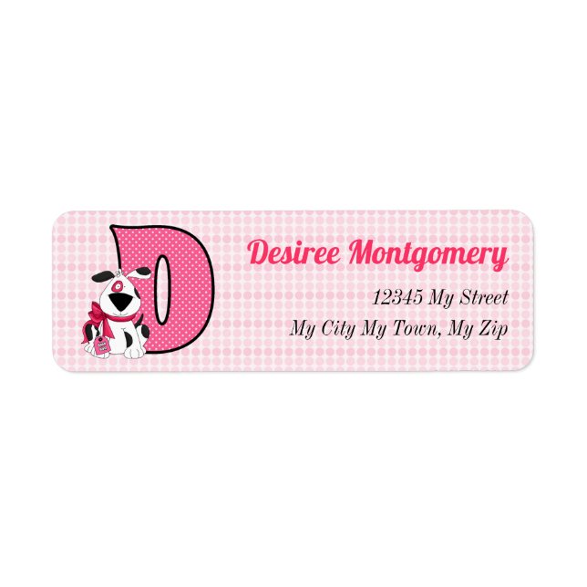 Pink Dog Monogram Letter D-Adresse (Vorne)