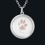 Pink Dog Paw Print mit dem Namen Ihres Hauses Versilberte Kette<br><div class="desc">Pink Dog Paw Print mit Individuelle Name</div>