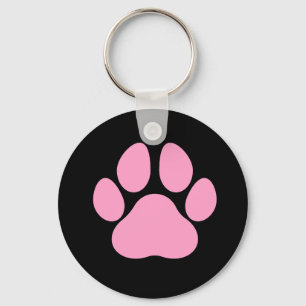 Pink Dog Paw Print Schlüsselanhänger