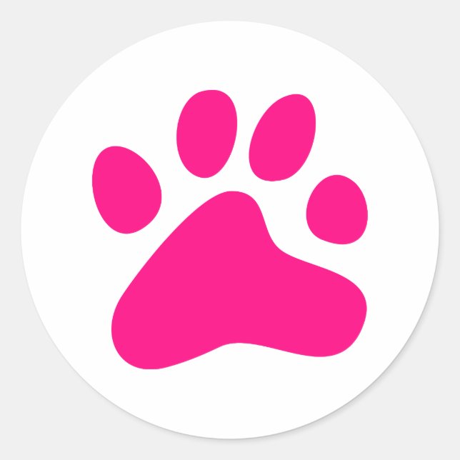 Pink Dog Paw Runder Aufkleber (Vorderseite)
