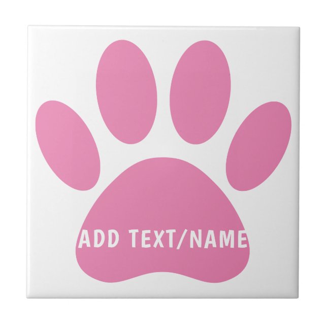 Pink Dog Pawprint Custom Fliese (Vorderseite)