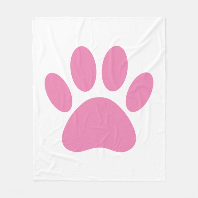 Pink Dog Pawprint Fleece Blanket (Vorderseite)