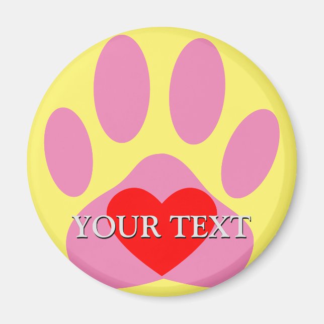 Pink Dog Pawprint Individuelle Name Magnet (Vorne)