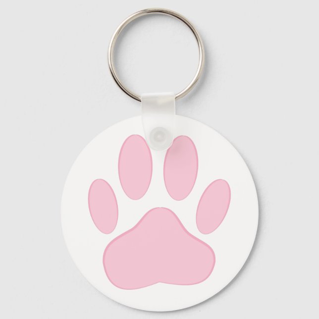 Pink Dog Pawprint Schlüsselanhänger (Vorderseite)