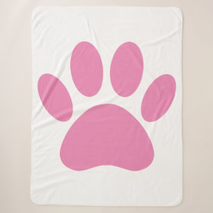 Pink Dog Pawprint Sherpa Blanket Sherpadecke