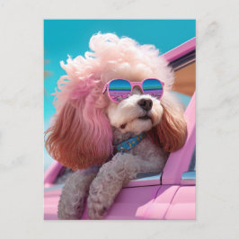 Pink Dog Ride-a-long Postcard Postkarte