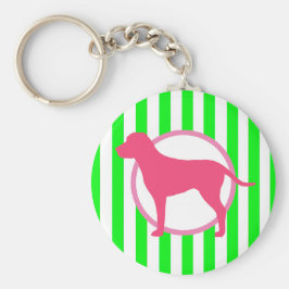 Pink Dog Stripe Schlüsselanhänger