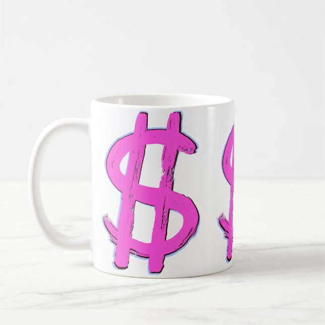 Pink-Dollar-Zeichen Kaffeetasse (Links)