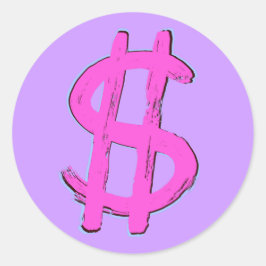 Pink-Dollar-Zeichen Runder Aufkleber