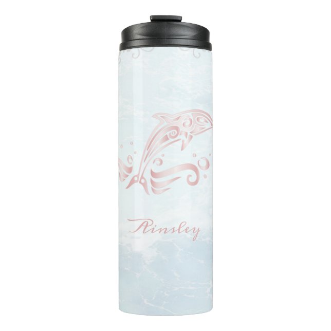 Pink-Dolphin-Personalisiert-Thermaltumbler Thermosbecher (Vorderseite)