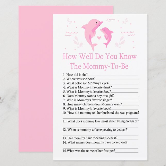 Pink Dolphin Wie gut kennen Sie das Baby-Duschspie (Vorne/Hinten)