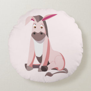 Pink Donkey Funny Round Pillow Rundes Kissen