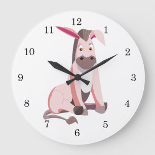 Pink Donkey Große Wanduhr