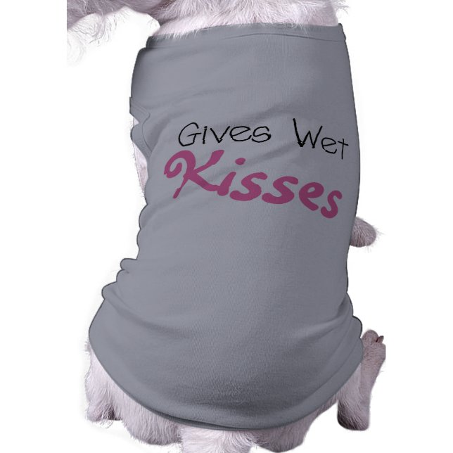 Pink donne des t-shirts de chiens de baisers blanc (Dos)
