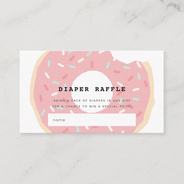 Pink Donut Baby Duschkabine Windelwanne Raffle Tic Begleitkarte (Vorderseite)