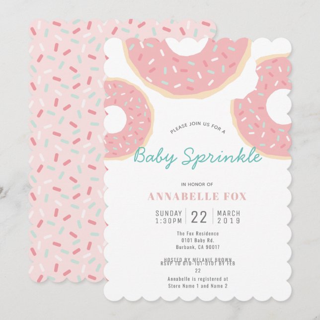 Pink Donut Baby Sprinkle Dusche Einladung (Vorne/Hinten)