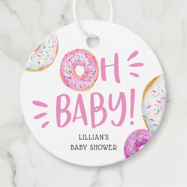 Pink Donut Baby Sprinkle Geschenkanhänger (Vorderseite)