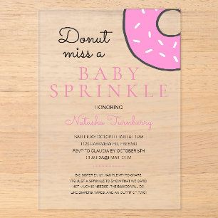 Pink Donut Baby Sprinkle Girl Babydusche Acryleinladungen