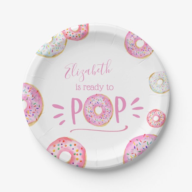 Pink Donut Baby Sprinkle Pappteller (Vorderseite)