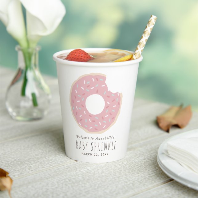 Pink Donut Baby Sprinkup Papier Cups Pappbecher (In Situ)