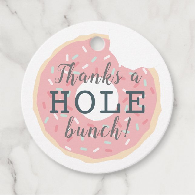 Pink Donut Babydusche Danke Geschenkanhänger (Vorderseite)